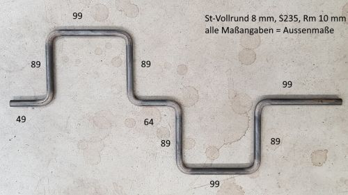 Rohrbiegerei CNC-Dornbiegen St-Vollrund 8 mm Rm 10 mmi 25 mm